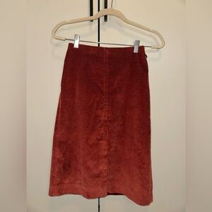 Sezane Corduroy Rust Midi Skirt Size 34